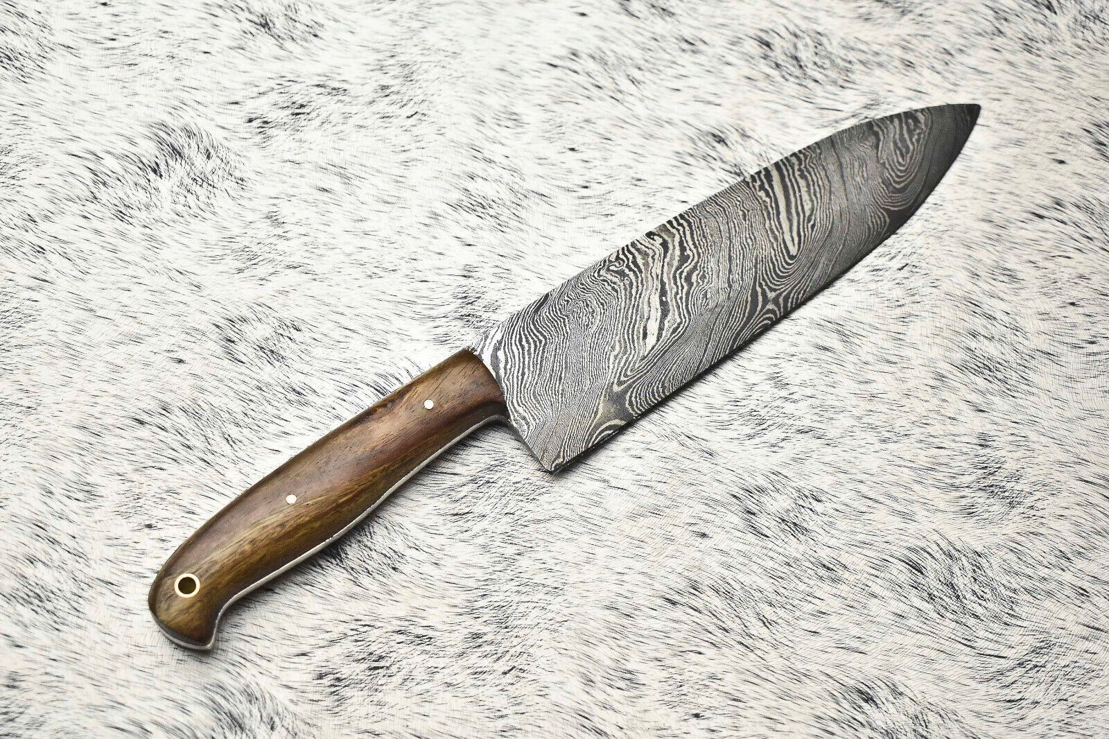 Damascus Fillet Knife  Handmade Chef Knife With Stunning Blade Pattern 3