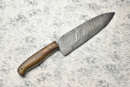 Damascus Fillet Knife  Handmade Chef Knife With Stunning Blade Pattern 3