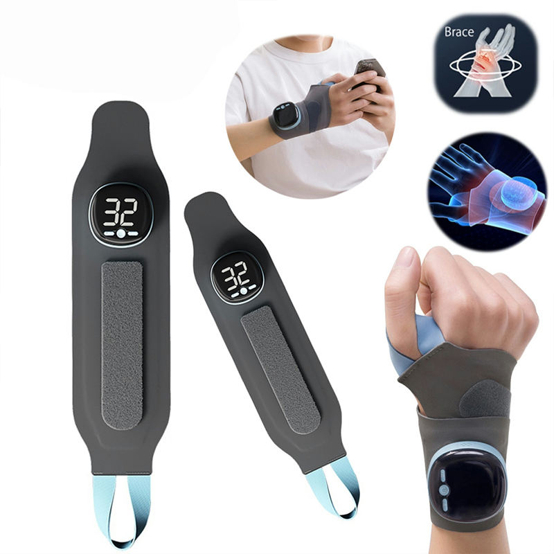 Massage Wrist Guard Band, Electric Heating Wrist Massager, 5 Level Hot Compress, 3 Level Vibration Therapy for Carpal