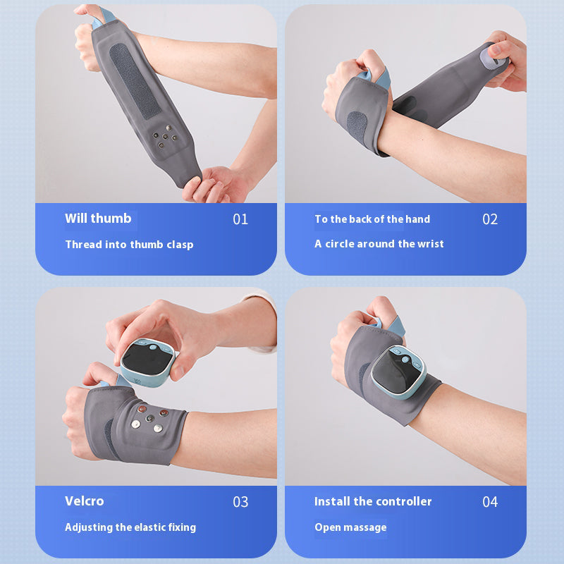Massage Wrist Guard Band, Electric Heating Wrist Massager, 5 Level Hot Compress, 3 Level Vibration Therapy for Carpal