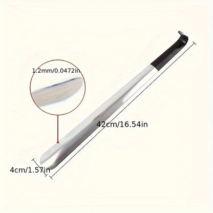 Ergonomic Stainless Steel Shoehorn, Long Handle Easy Grip Metal Shoe Horn for Seniors