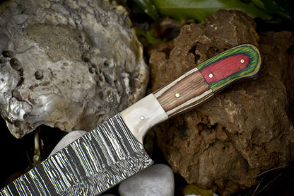 Damascus Fillet Knife  Custom 12Inch Chef Knife With Pakka Wood Handle 1