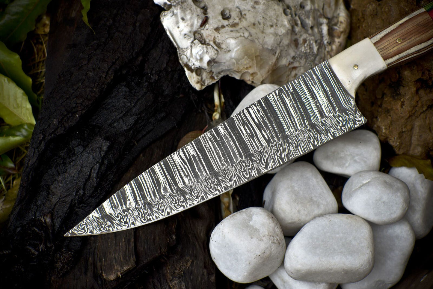Damascus Fillet Knife  Custom 12Inch Chef Knife With Pakka Wood Handle 2