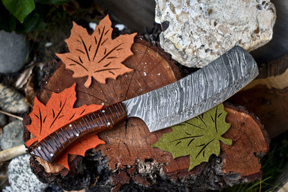 Custom Handmade Damascus Fillet Knife  Forged Steel Chef Knife With Wooden Handle 1