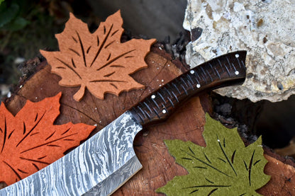 Custom Handmade Damascus Fillet Knife  Forged Steel Chef Knife With Wooden Handle 2