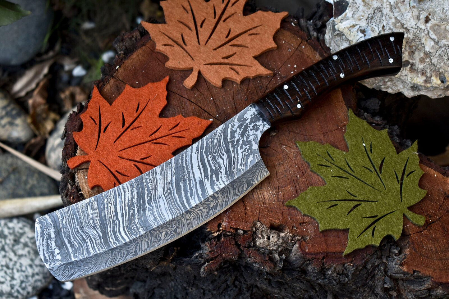 Custom Handmade Damascus Fillet Knife | Forged Steel Chef Knife with Wooden Handle