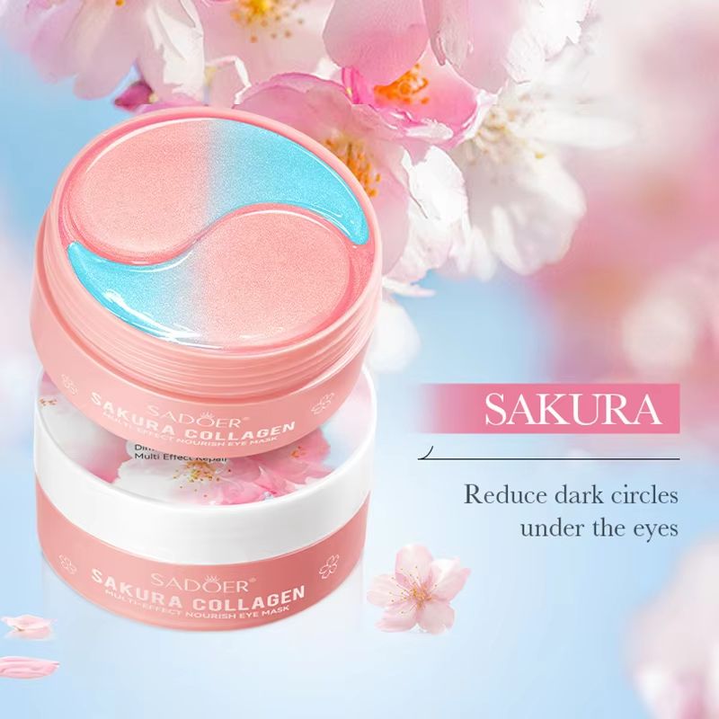 SADOER Sakura Collagen Eye Mask  60pcs  AntiDark Circles Puffiness  Wrinkle Care 1
