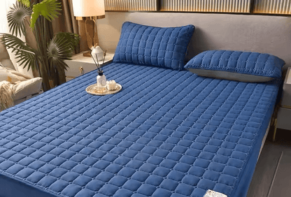 Breathable Quilted Mattress Cover Soft Skin Friendly Anti Mite Anti Bacterial Bed Protector Fitted  1