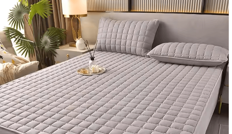 Breathable Quilted Mattress Cover Soft Skin Friendly Anti Mite Anti Bacterial Bed Protector Fitted  2