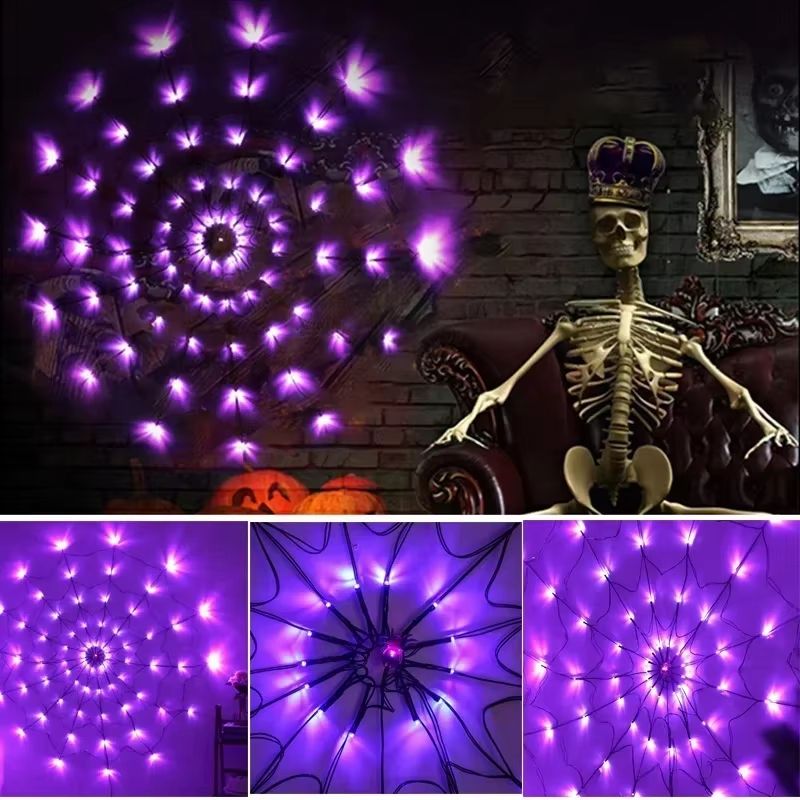 Halloween LED Spider Web String Lights  Ghost Festival Atmosphere Decoration 2