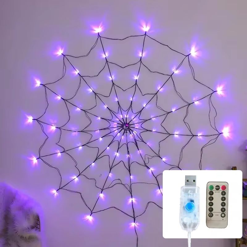 Halloween LED Spider Web String Lights  Ghost Festival Atmosphere Decoration 5