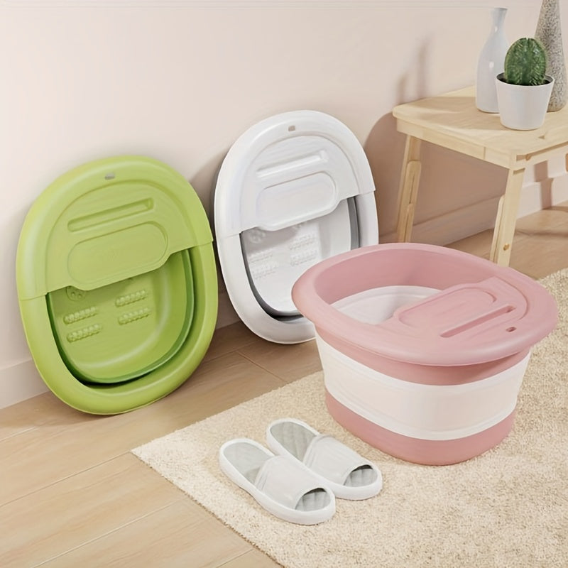 Portable Foldable Foot Bath Tub, Thermally Insulated Leg Soaking Basin, Adjustable Height Foot Spa with Drainage Holes