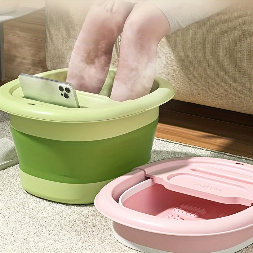 Portable Foldable Foot Bath Tub, Thermally Insulated Leg Soaking Basin, Adjustable Height Foot Spa with Drainage Holes