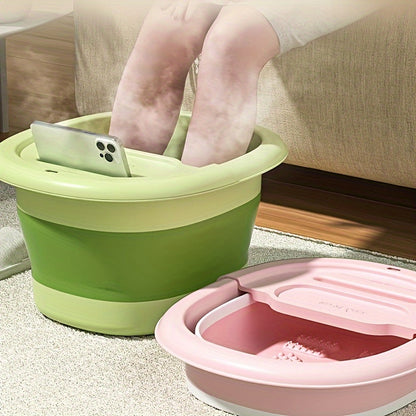 Portable Foldable Foot Bath Tub, Thermally Insulated Leg Soaking Basin, Adjustable Height Foot Spa with Drainage Holes