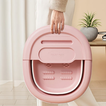 Portable Foldable Foot Bath Tub, Thermally Insulated Leg Soaking Basin, Adjustable Height Foot Spa with Drainage Holes