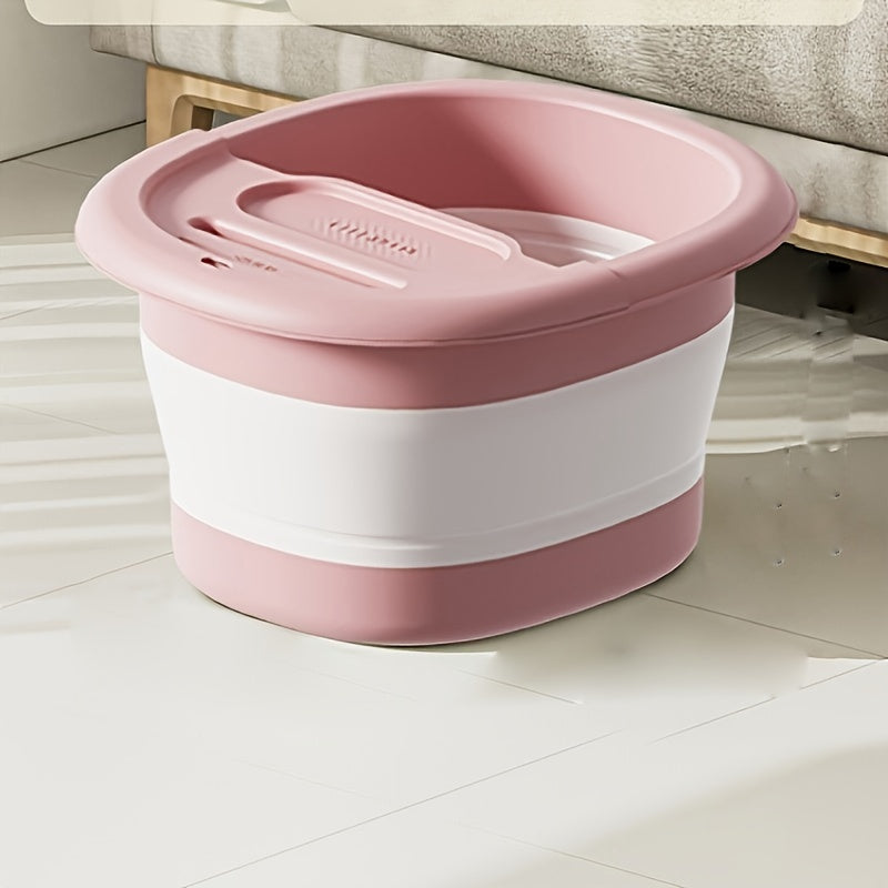 Portable Foldable Foot Bath Tub, Thermally Insulated Leg Soaking Basin, Adjustable Height Foot Spa with Drainage Holes