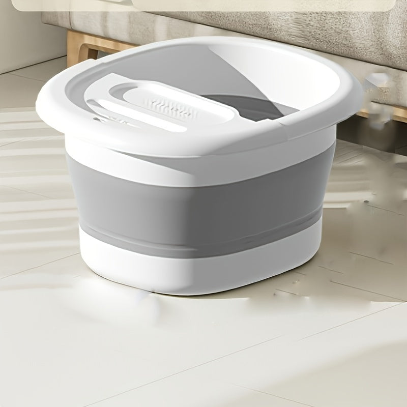Portable Foldable Foot Bath Tub, Thermally Insulated Leg Soaking Basin, Adjustable Height Foot Spa with Drainage Holes
