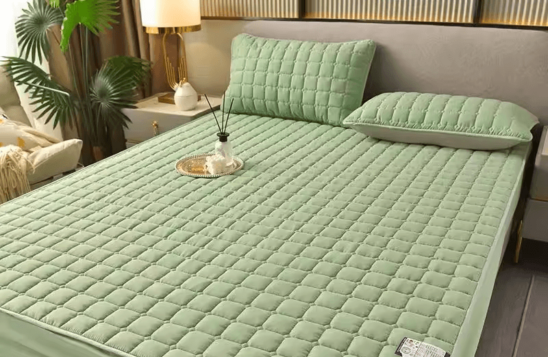 Breathable Quilted Mattress Cover Soft Skin Friendly Anti Mite Anti Bacterial Bed Protector Fitted  4