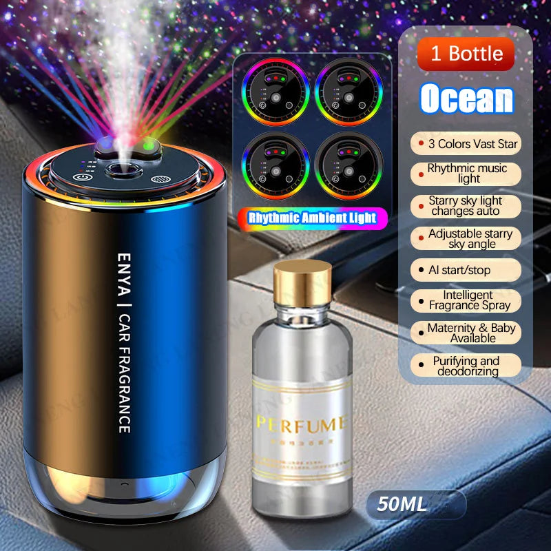 Intelligent Car Aromatherapy Automatic Spray Perfume Diffuser Car Air Freshener 3 Color Starry Sky  6