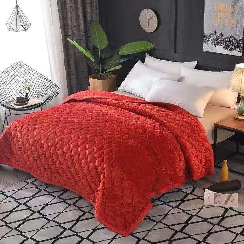 Luxurious Quilted Velvet Bedspread Soft Solid Color Anti Slip King Queen Size Bed Cover 7