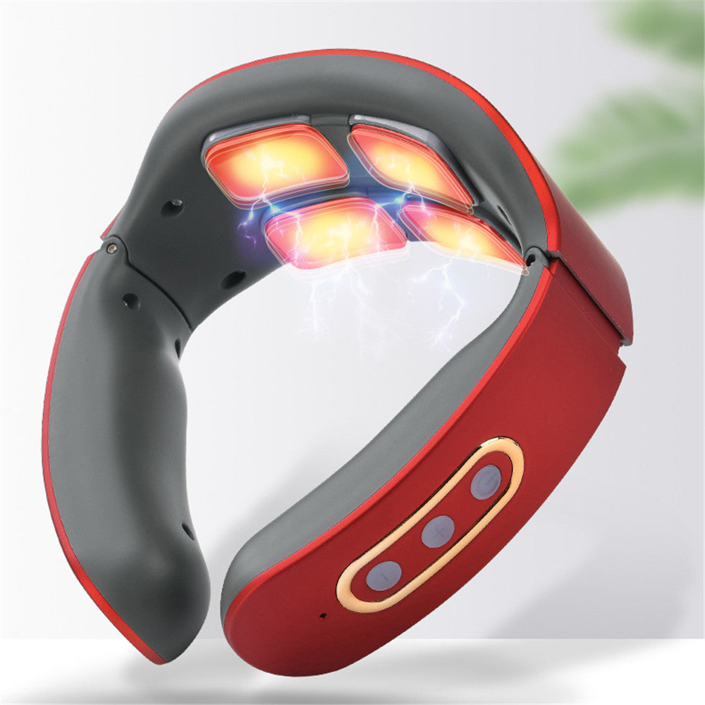 Adjustable Heat Cervical Vertebra Relax Pain Relief Kneading Machine, Smart Electric Neck and Shoulder Pulse Massager