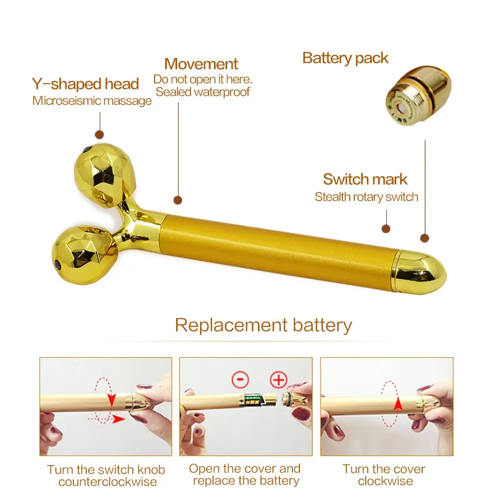 Facial Roller Massager, Electric Beauty Bar, Face Slimming Tool, Vibrating Skin Care Roller, Anti Wrinkle Lifting Device