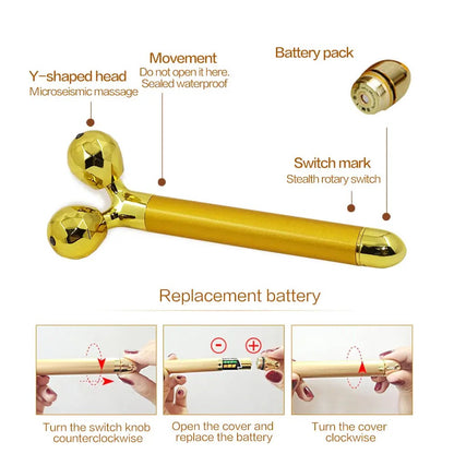 Facial Roller Massager, Electric Beauty Bar, Face Slimming Tool, Vibrating Skin Care Roller, Anti Wrinkle Lifting Device