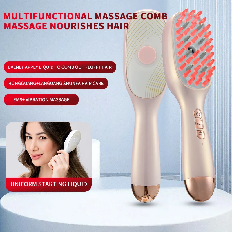 Hair Growth Scalp Massager, EMS Red Light Therapy Brush, Anti Hair Loss Essential Oil Meridian Comb, USB Hair Treatment