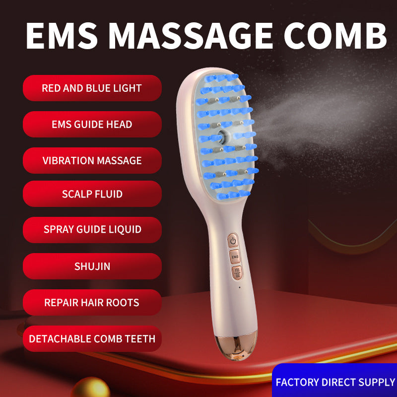 Hair Growth Scalp Massager EMS Red Light Therapy Brush Anti Hair Loss Essential Oil Meridian Comb U 2