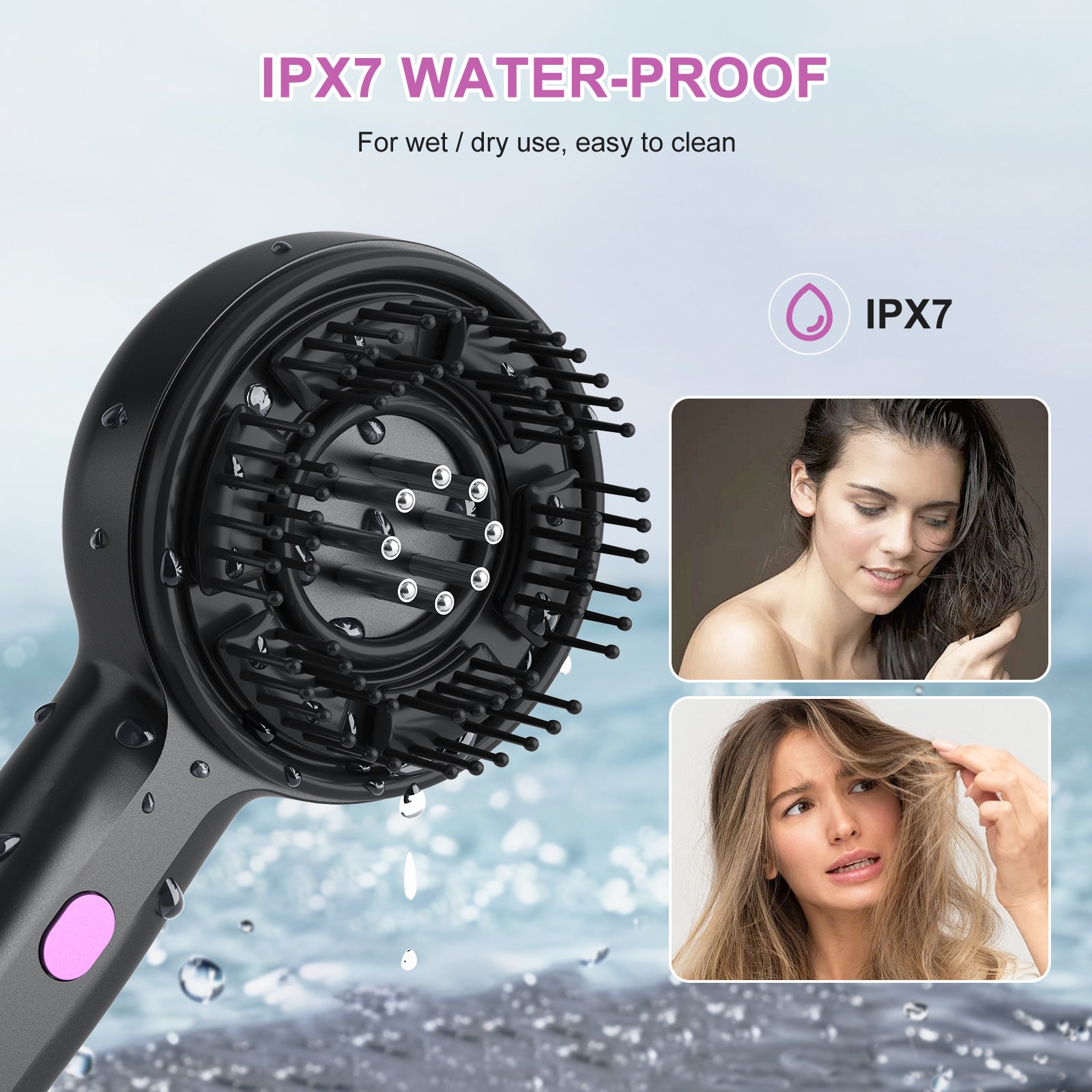 Essential Oil Red Light Scalp Massage Comb Handheld Electric Head Massager IPX7 Waterproof Muscle R 1