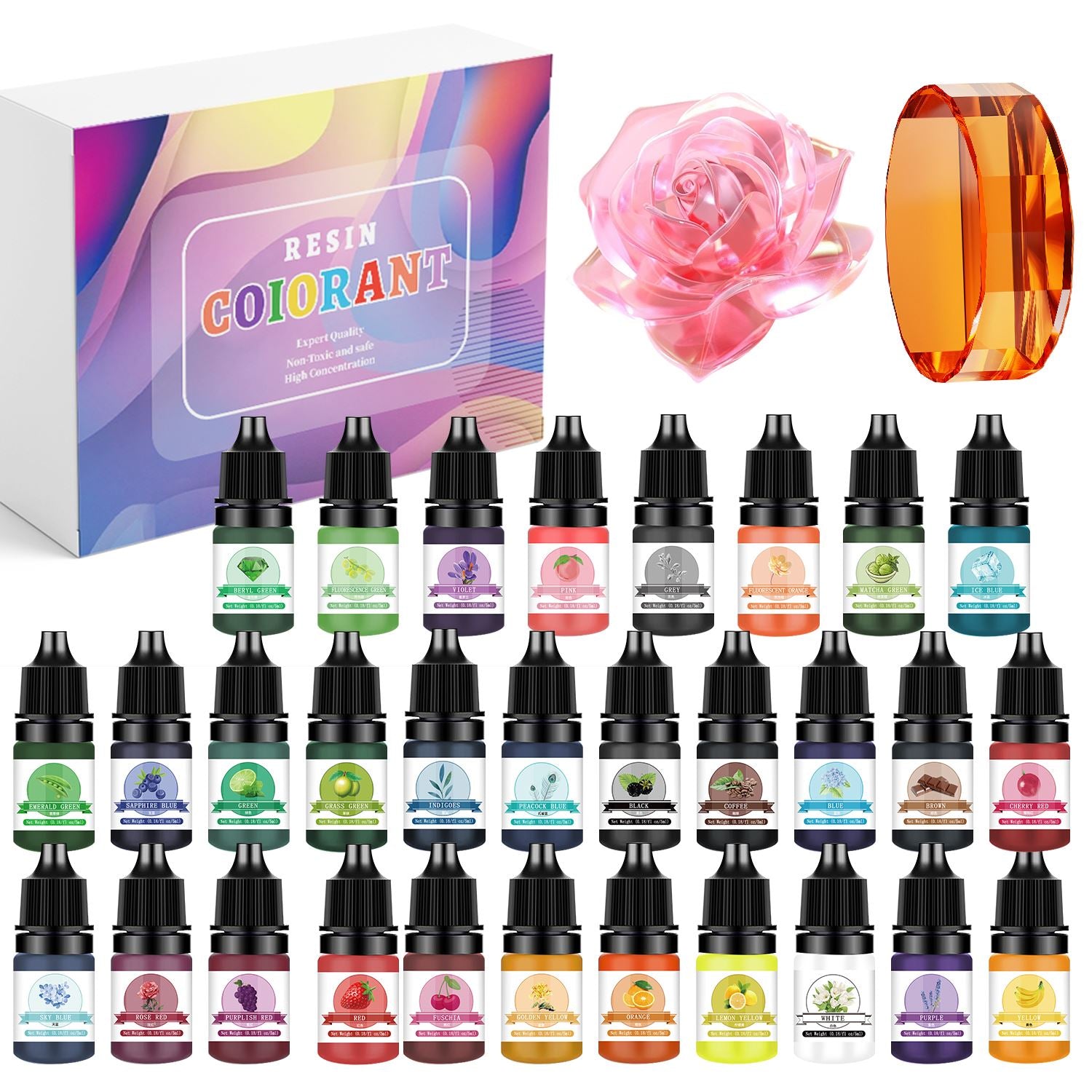 Epoxy Resin Pigment Kits, 5ml Liquid Colorant Dye, for DIY Jewelry Making, UV Resin Molds, Art Supplies