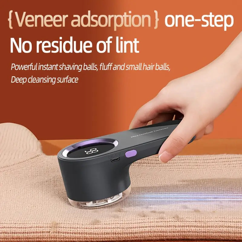 Rechargeable Fabric Shaver, Portable Hair Removal Ball, Clothing Trimmer with Digital Display, Adjustable Modes