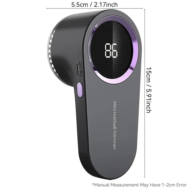 Rechargeable Fabric Shaver, Portable Hair Removal Ball, Clothing Trimmer with Digital Display, Adjustable Modes