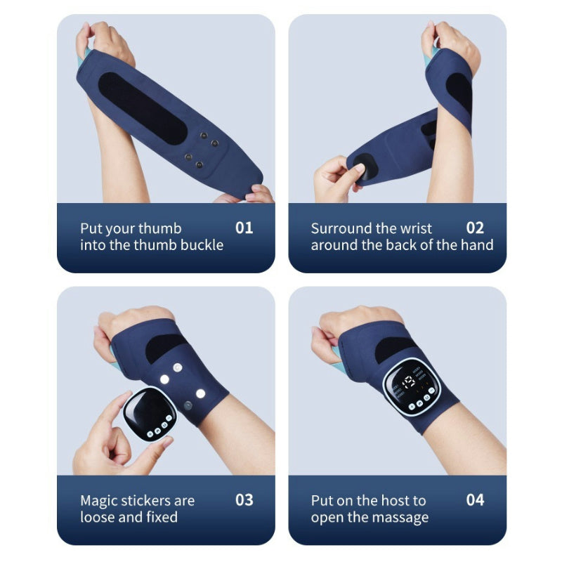 USB Rechargeable Wrist Brace Wrap Cordless Wrist Massager With Heat Warm Pad For Carpal Tunnel Pain 5