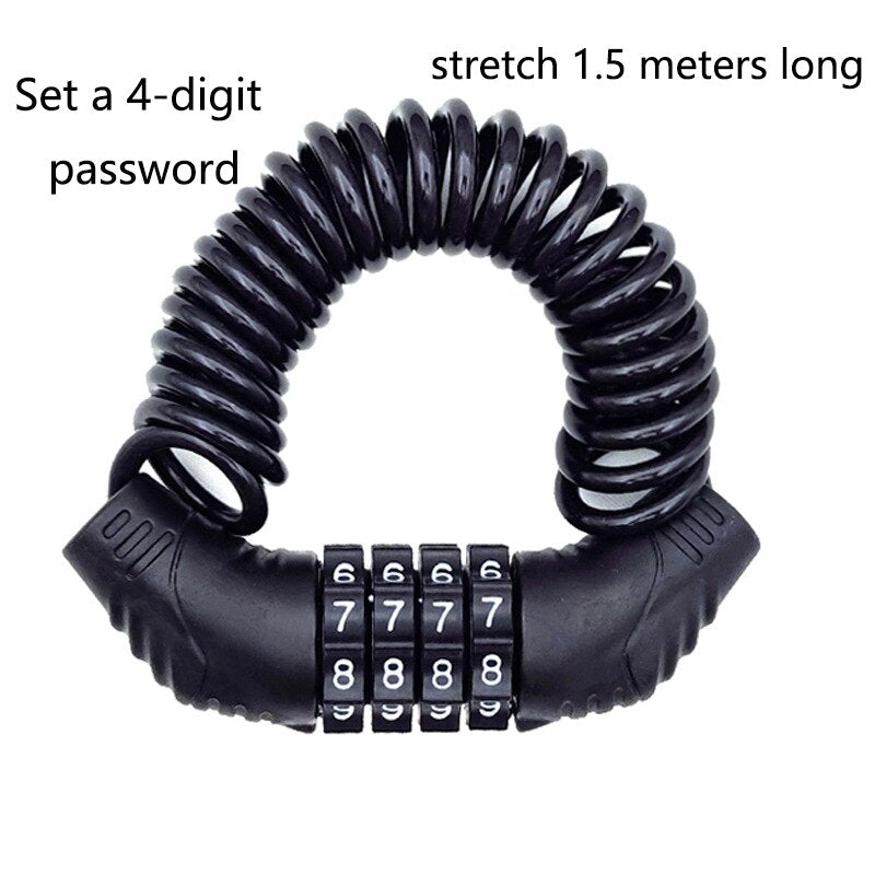 Portable Anti-theft, Universal Motorcycle, Road Bike Bicycle Locks, Electric Cars Security, Password Wire Lock