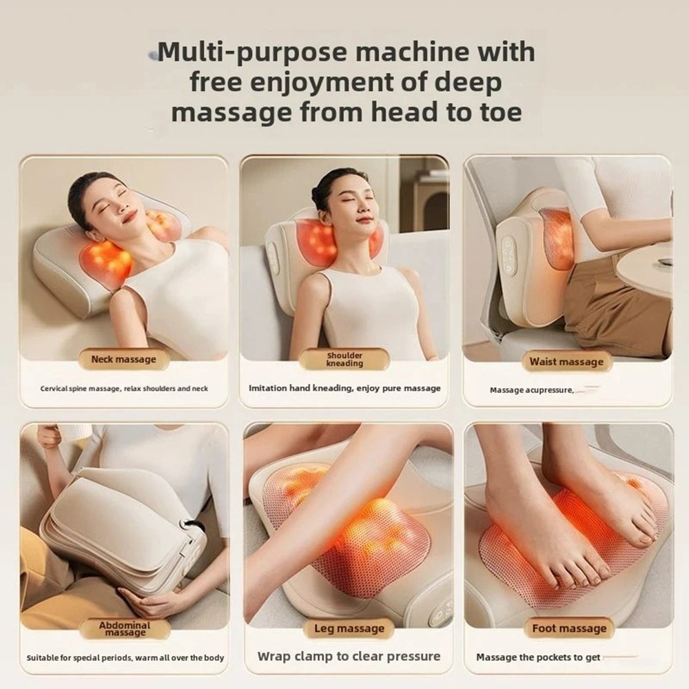 Multifunctional Neck Massage Pillow Shiatsu Kneaded Electric Cervical Massager Waist Back Shoulder  4