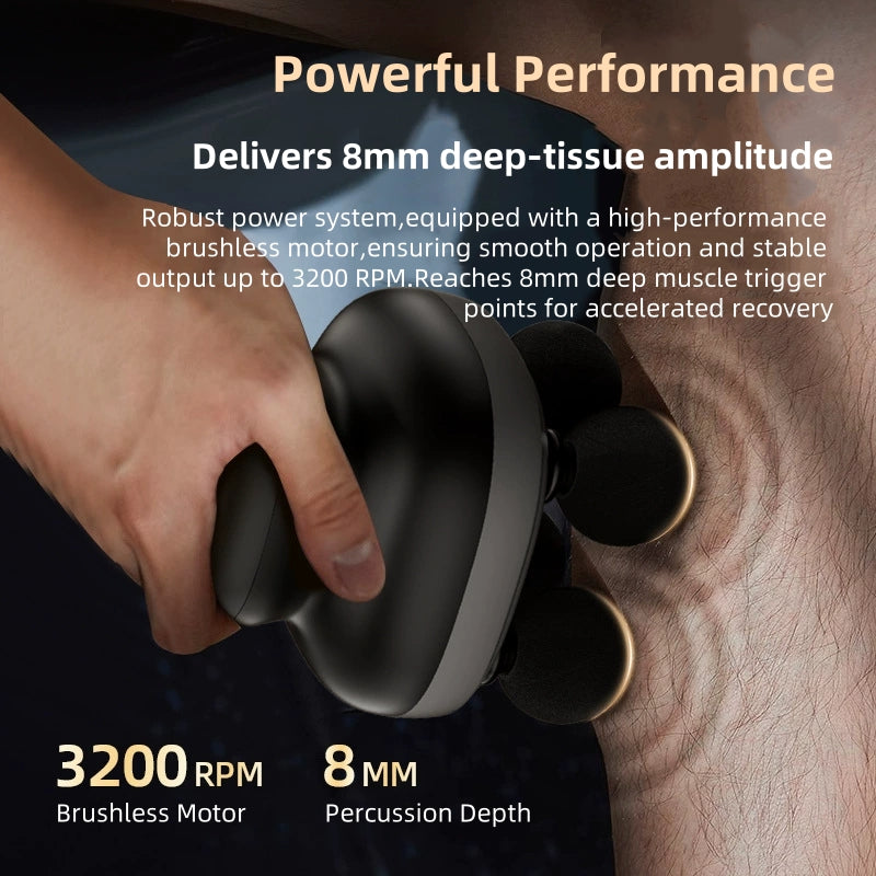 Deep Tissue Body Massager Professional, 4-Heads Handheld Fascia Gun Electric, Muscle Massager Tool Portable
