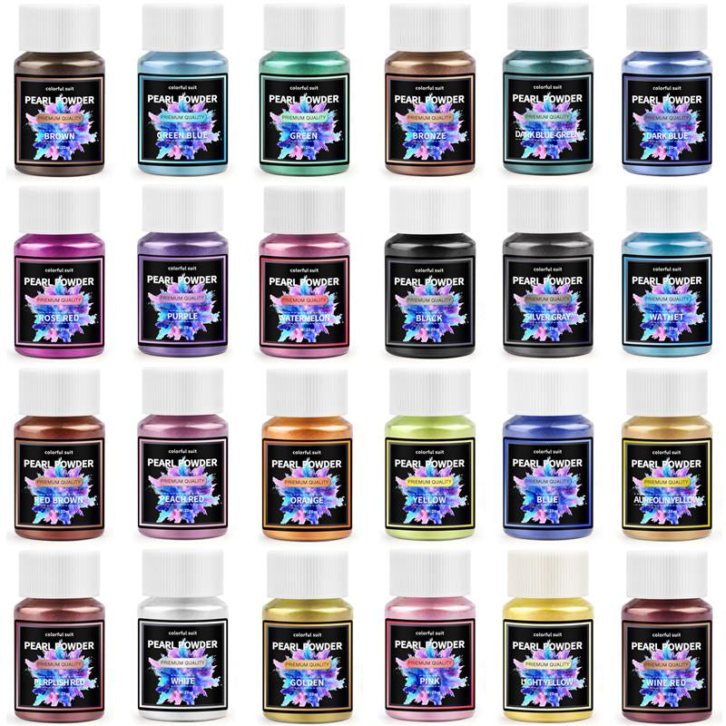Pearlescent Powder, Epoxy Resin Dye, 24Color Mica Powder Set, Pearl Pigment for DIY Jewelry Making