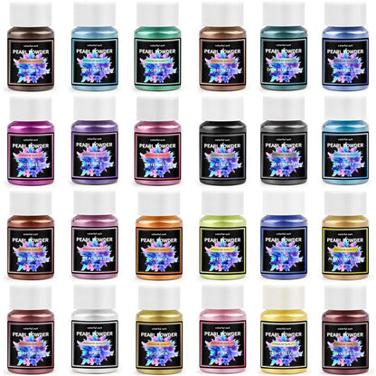 Pearlescent Powder, Epoxy Resin Dye, 24Color Mica Powder Set, Pearl Pigment for DIY Jewelry Making