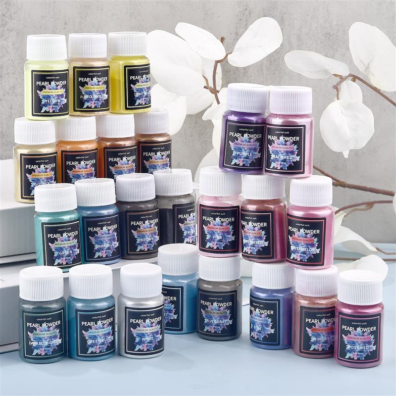 Pearlescent Powder, Epoxy Resin Dye, 24Color Mica Powder Set, Pearl Pigment for DIY Jewelry Making