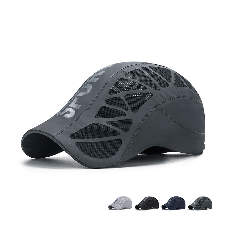 Men's Summer Alphabet Sport Hat, Quick Dry Mesh Shade Cap, Breathable Outdoor Sunscreen Hat
