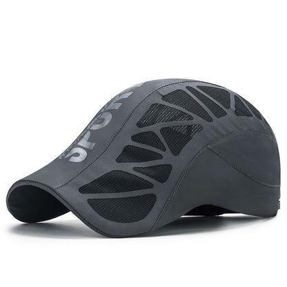 Men's Summer Alphabet Sport Hat, Quick Dry Mesh Shade Cap, Breathable Outdoor Sunscreen Hat