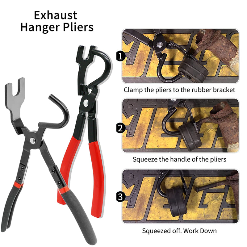 Exhaust Pipe Gasket Removal Plier Car Exhaust Hanger Puller Tool Rubber Pad Pliers Anti Slip Handle 2