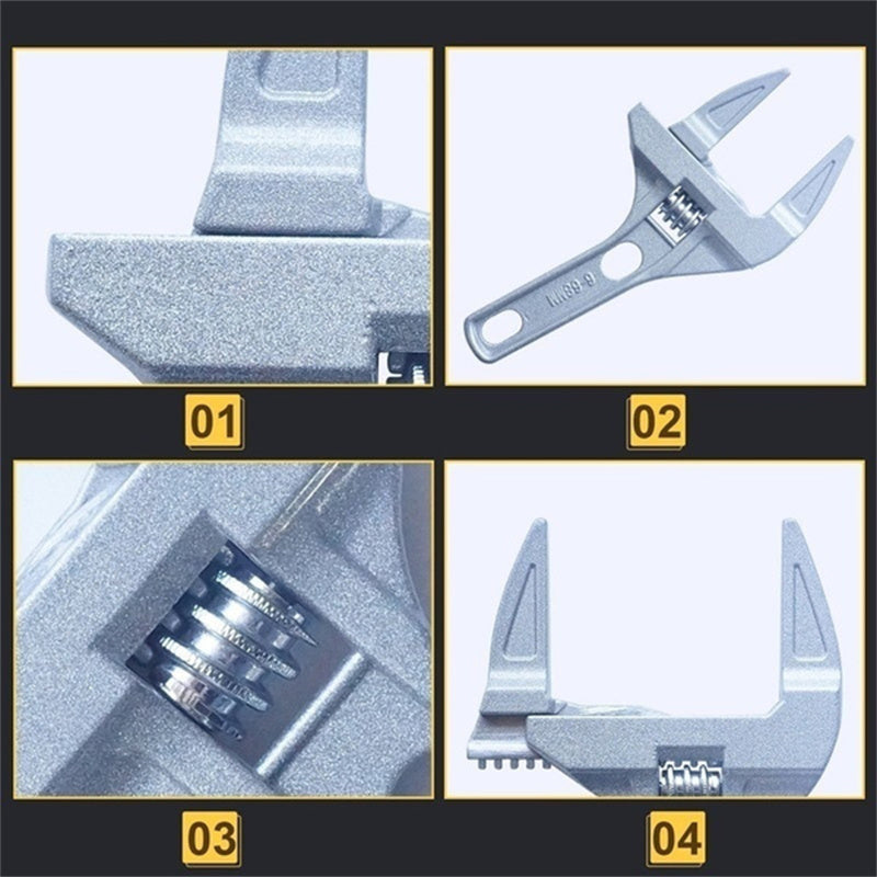 Multifunctional Aluminum Spanner, Mini Adjustable Bathroom Wrench, Strong Clamping Large Open End Tool for Bathroom Repa