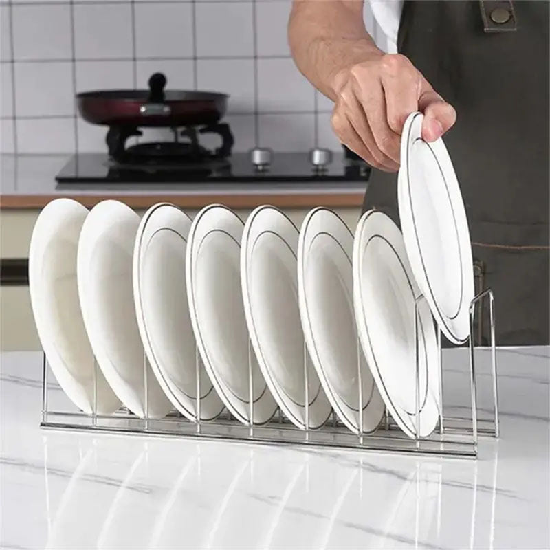 Stainless Steel Dish Holder, Kitchen Bowl Dish Organizer, Household Dish Rack, Pot Lid Rack, Home Dishes Accessories