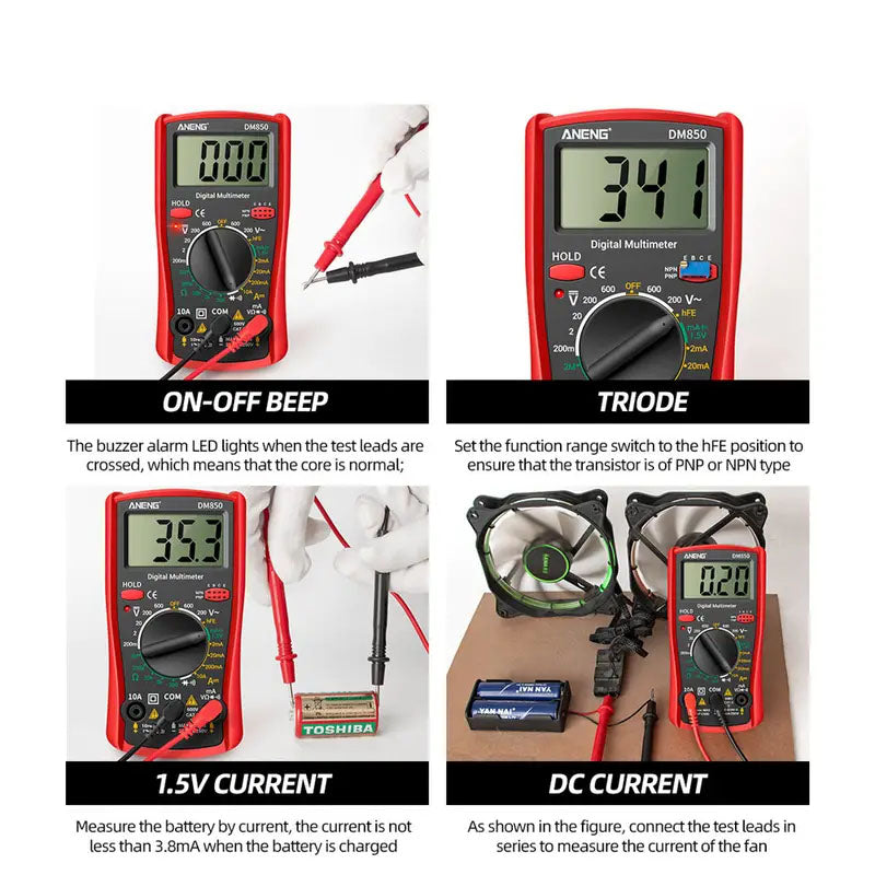 Auto AC DC Voltage Tester Professional Digital Multimeter Current Ammeter Test Probe Professional D 2