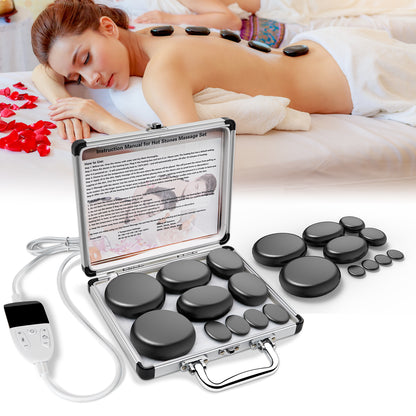 Professional Spa Massage Tool, Hot Stone Massage Set with Temperature Adjustment, Hot Stone Massage Set with Heater