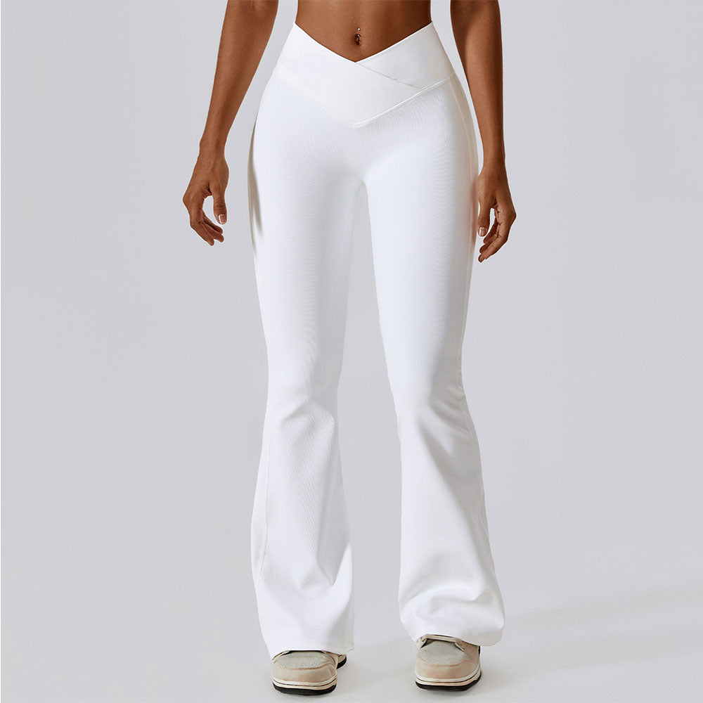 High Waist Flare Leggings, Women Yoga Pants with Wide Leg, Gym Workout Fitness Flared Pant, Latin Dance Trousers