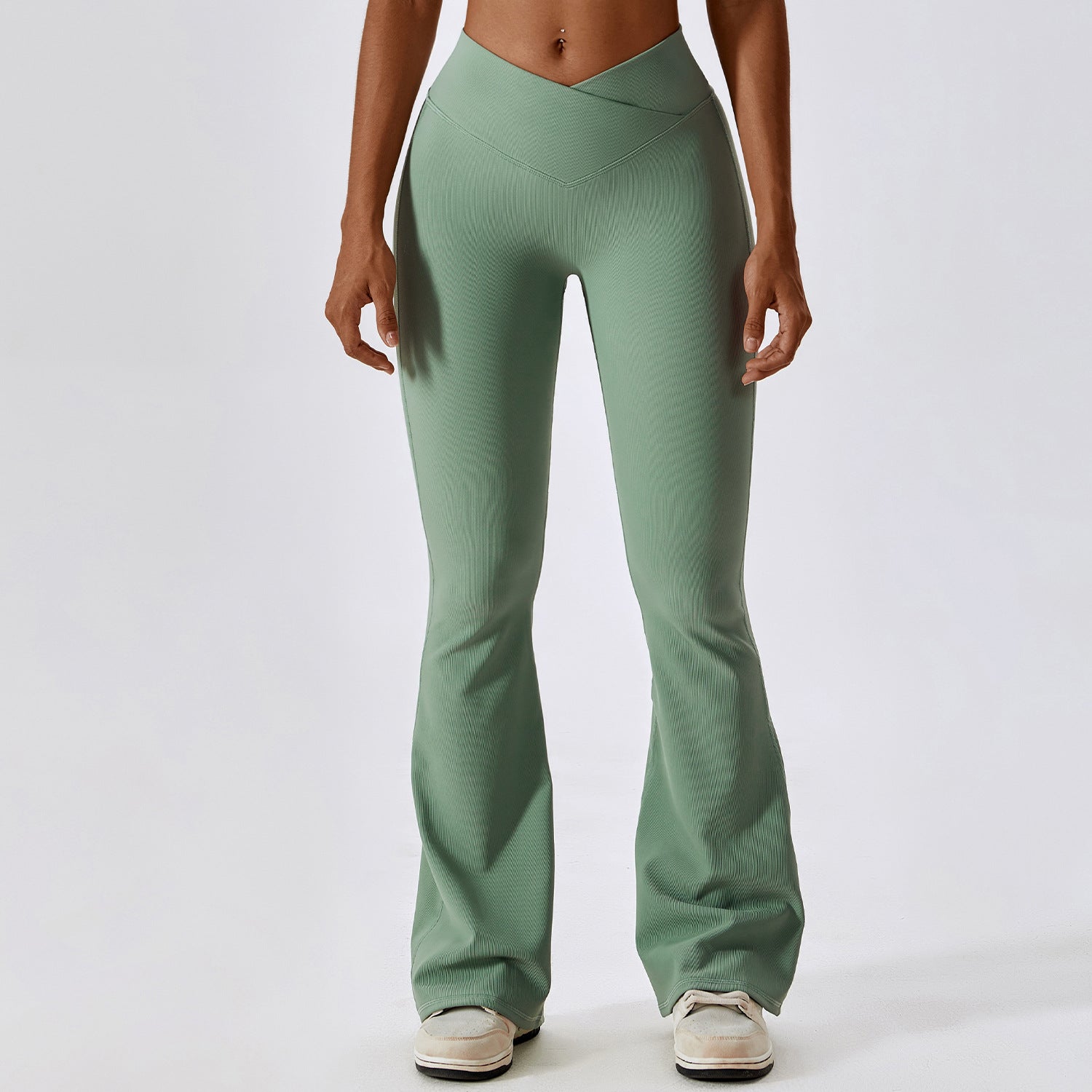 High Waist Flare Leggings, Women Yoga Pants with Wide Leg, Gym Workout Fitness Flared Pant, Latin Dance Trousers