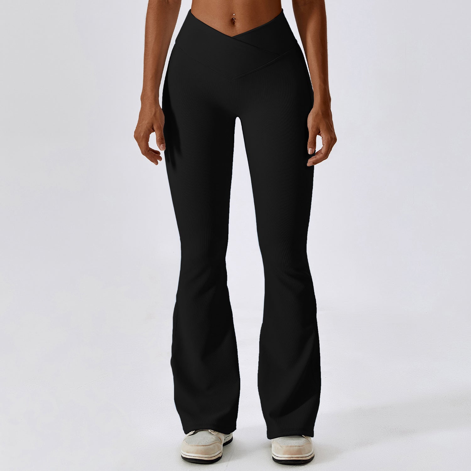 High Waist Flare Leggings, Women Yoga Pants with Wide Leg, Gym Workout Fitness Flared Pant, Latin Dance Trousers